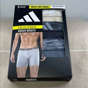 Adidas Men's Microfiber Boxer Briefs 3-Pack - Black, Gray, Cream